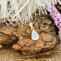 Moonstone faceted tiny tear drop pendant necklace