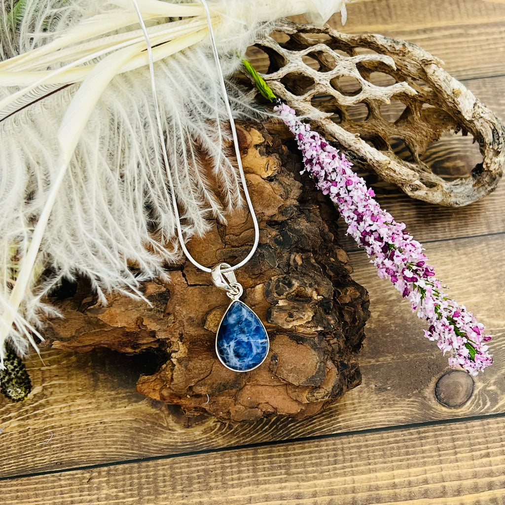 Sodalite Medium Teardrop Pendant Necklace