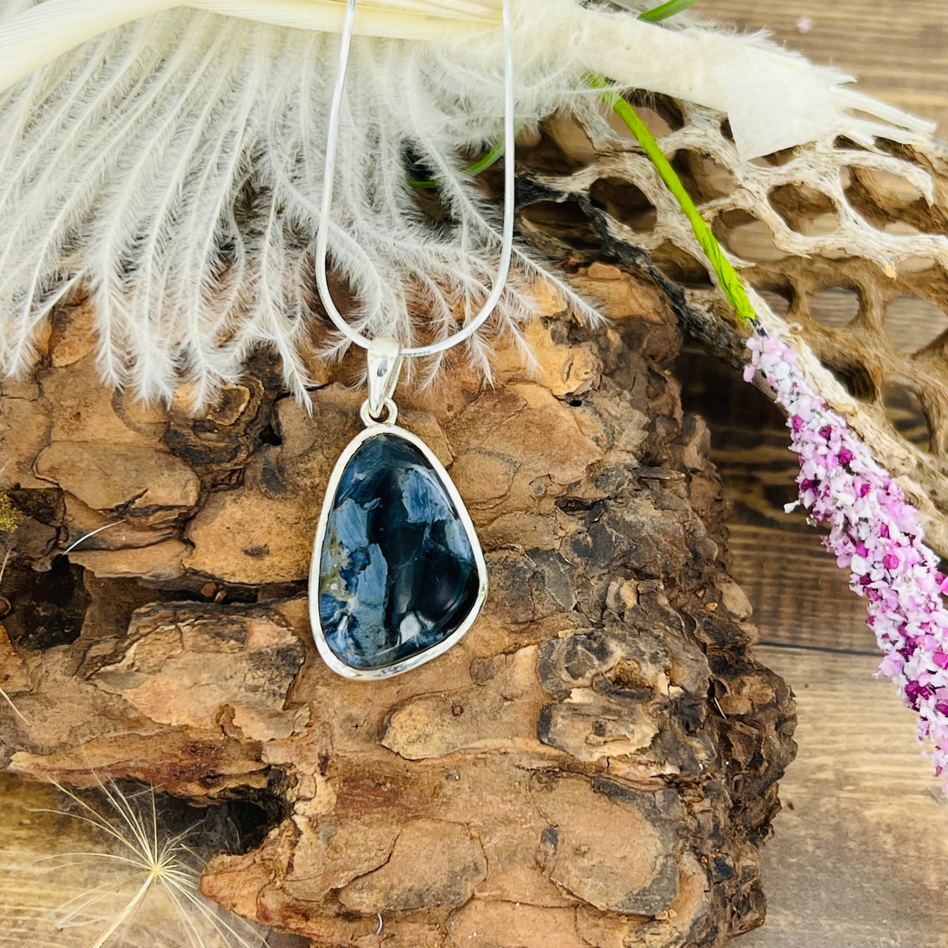 Pietersite Large Triangular Pendant Necklace