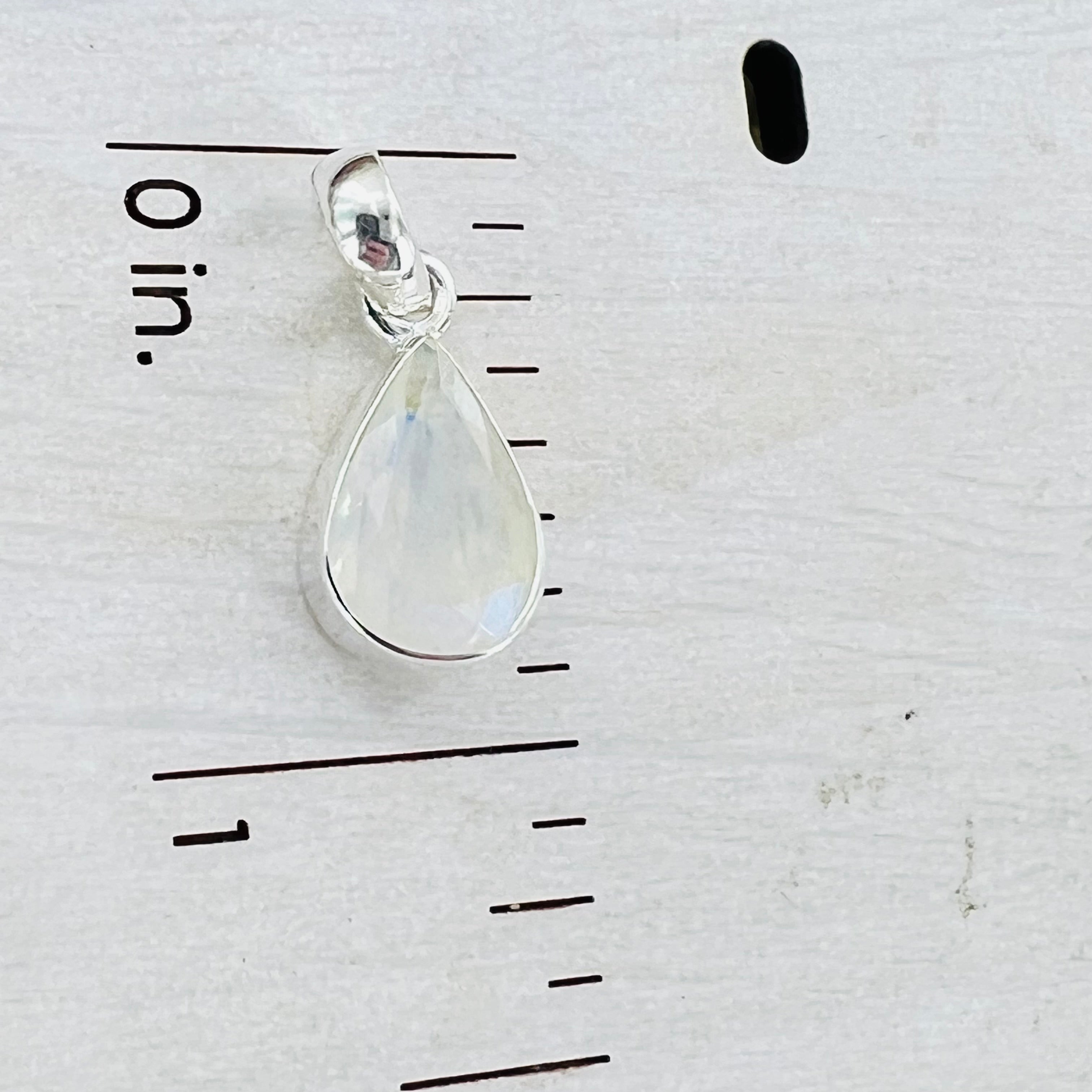 Moonstone faceted tiny tear drop pendant necklace