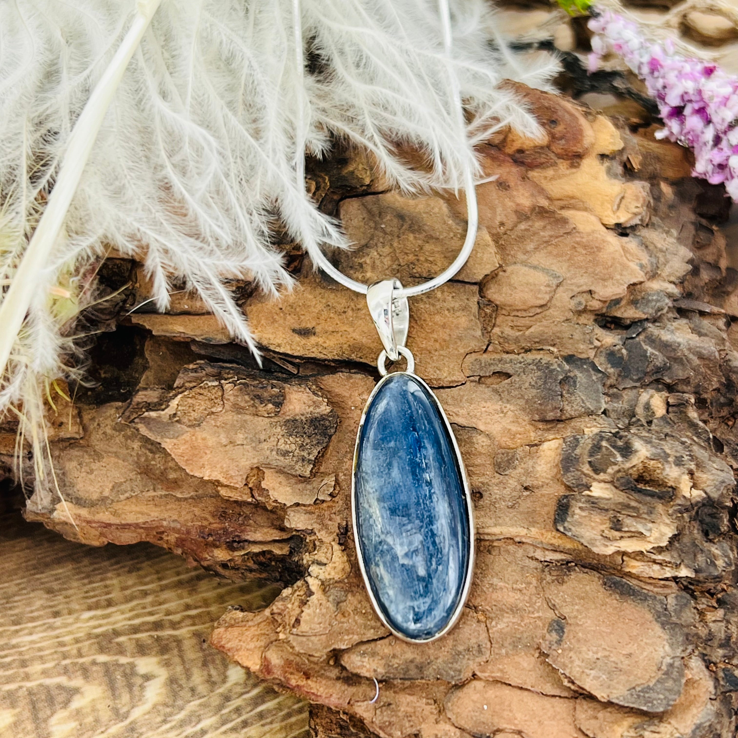 Kyanite Medium Long Oval Pendant Necklace